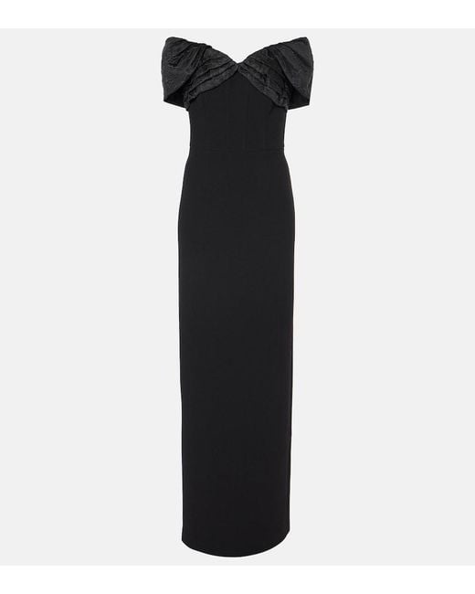 Rebecca Vallance Black Athena Caped Crepe Gown