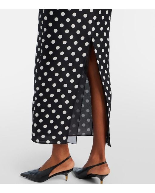 Khaite Black Winton Polka-Dot High-Rise Silk Maxi Skirt