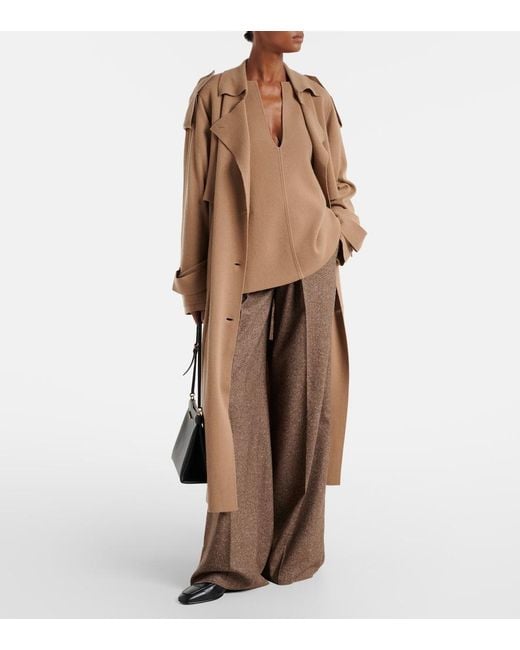 Jardin Des Orangers Brown Belted Wool And Cashmere Trench Coat