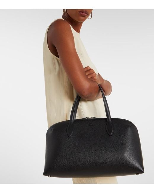 Totême  Black Day Medium Leather Tote Bag