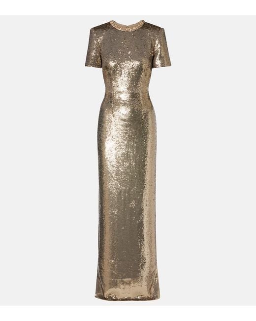 Roland Mouret Natural Robe Mit Pailletten Und Kristallen