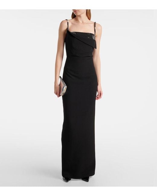 Roland Mouret Black Embellished Crepe Gown