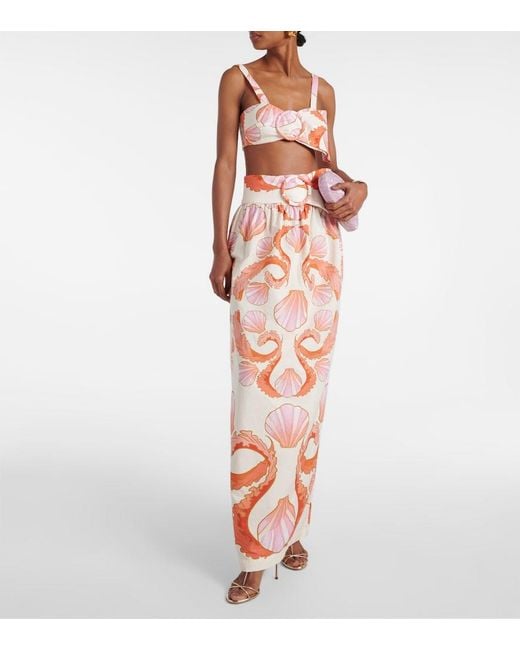 Adriana Degreas Pink Seashell Printed Cotton Bra Top