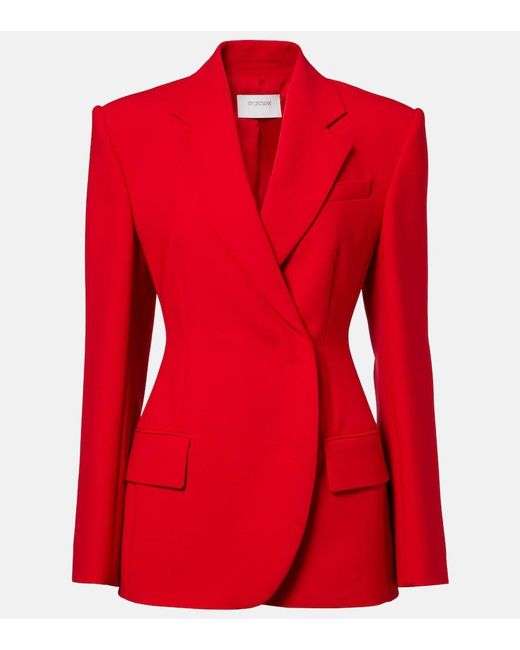 Sportmax Red Double-Breasted Peplum Blazer