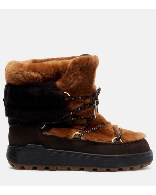 Bogner Brown Chamonix Shearling And Suede Snow Boots