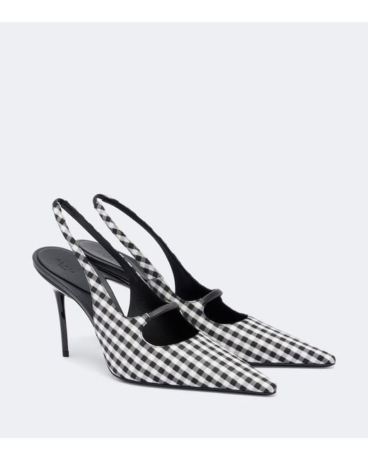 Alaïa White Drop Gingham Slingback Pumps