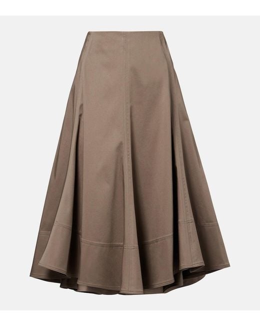 Proenza Schouler Brown Janan Cotton-Blend Sateen Midi Skirt