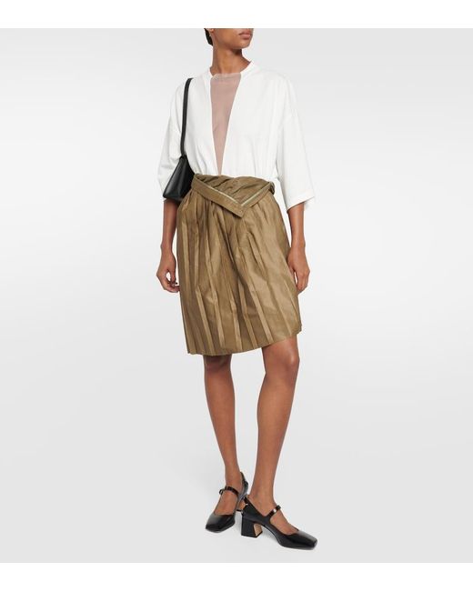 MM6 by Maison Margiela Green Pleated Midi Skirt