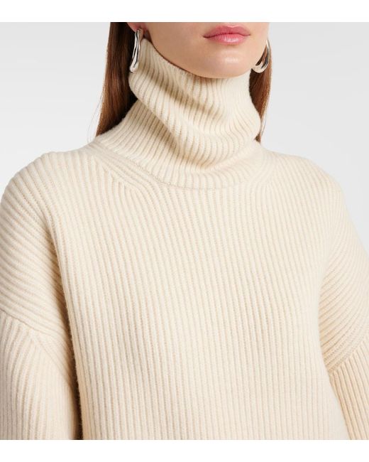 Totême  Natural Wool Blend Ribbed Knit Jersey