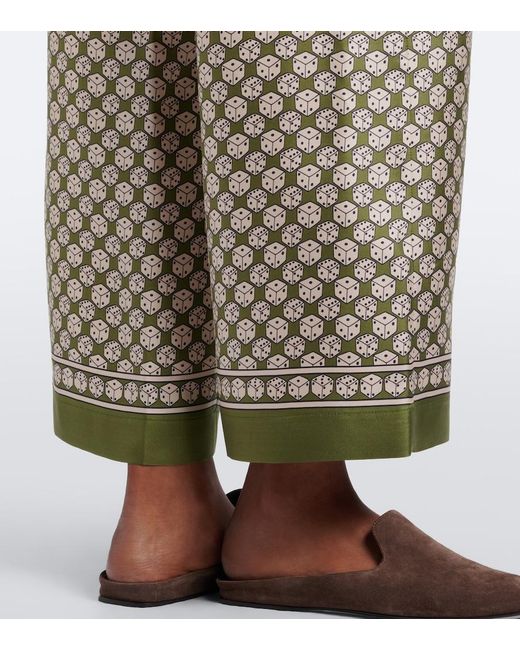 Max Mara Natural Printed Silk Wide-Leg Pants