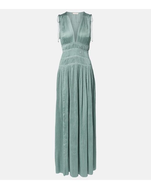 Ulla Johnson Green Tasneem Satin Plisse Gown