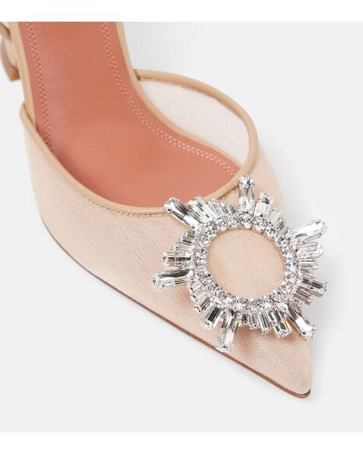 AMINA MUADDI Pink Begum 95 Mesh Slingback Pumps
