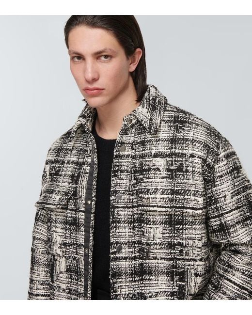 Amiri Gray Tweed Blouson Jacket for men
