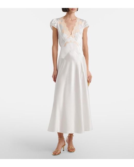 Doen White Midikleid Coraline Aus Seide Mit Spitze