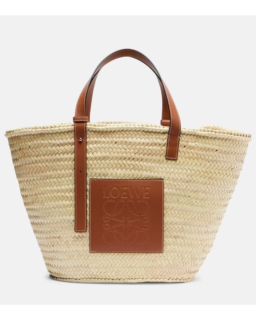 Loewe Anagram Large Leather-Trimmed Basket Bag in Brown | Lyst UK