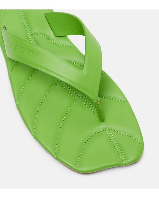J.W. Anderson Green Leaf Leather Thong Sandals