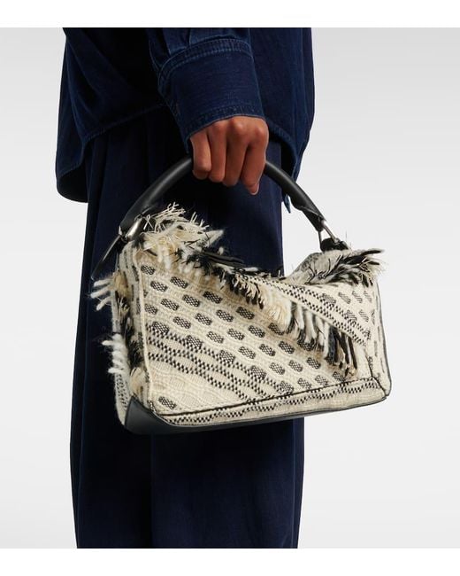 Loewe Metallic Puzzle Small Fringed Leather Shoulder Bag