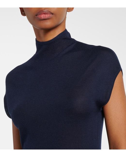 Alaïa Blue Cashmere Maxi Dress