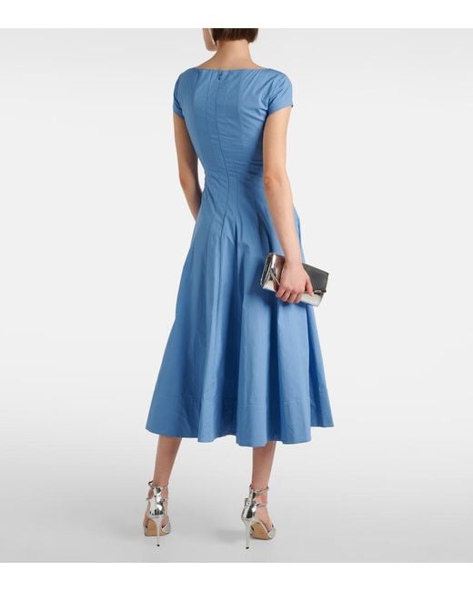 Staud Blue Wells Cotton Midi Dress