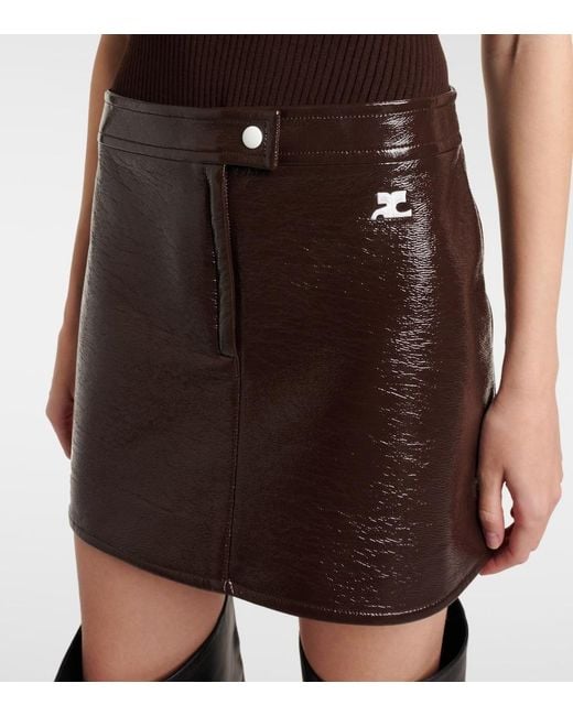 Courreges Brown Reedition Vinyl Miniskirt