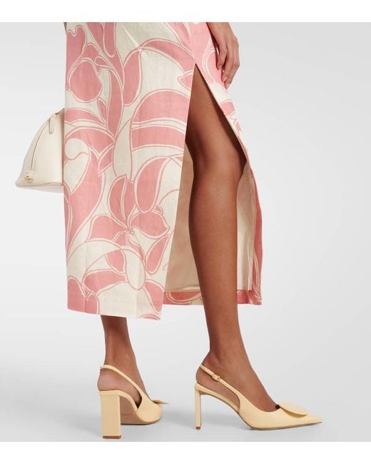 Falda Larga Belletto De Lino Estampada Sir de color Pink