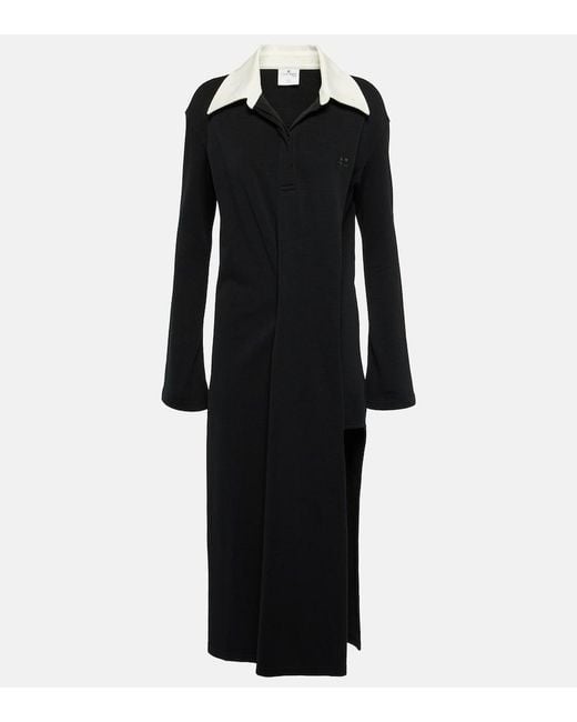 Courreges Black Twist Cotton-Blend Pique Polo Dress