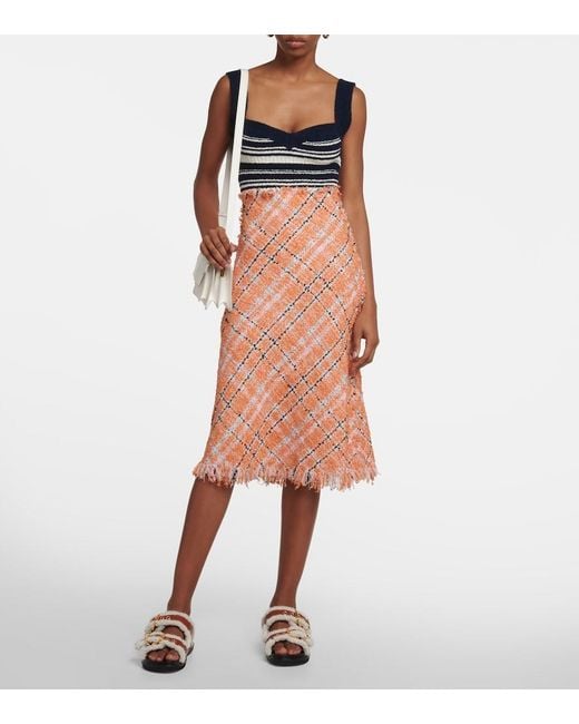 Marni Orange Patterned Cotton-Blend Midi Dress