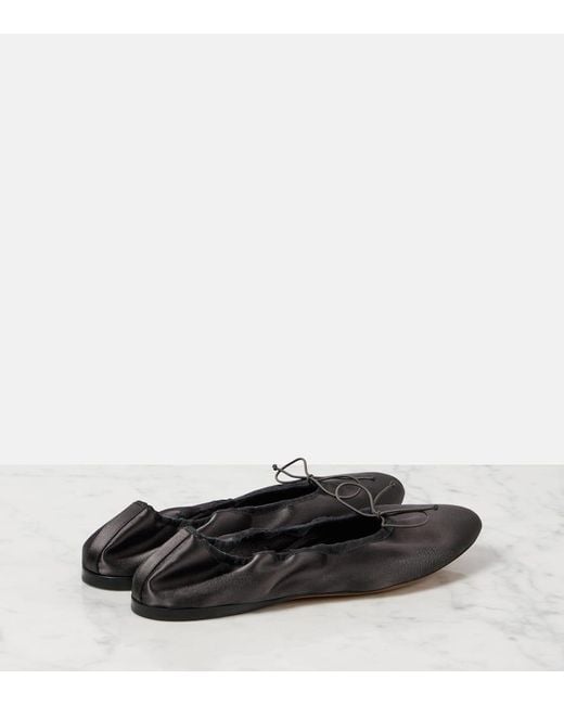 The Row Gray Awar Satin Ballet Flats