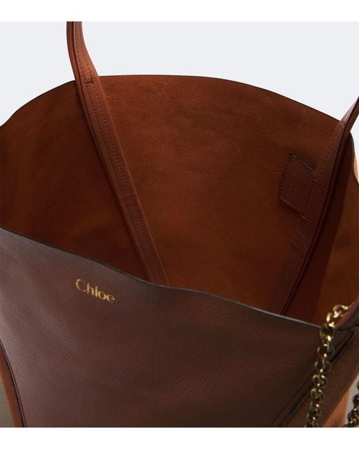 Chloé Brown Spin Medium Leather And Suede Tote Bag