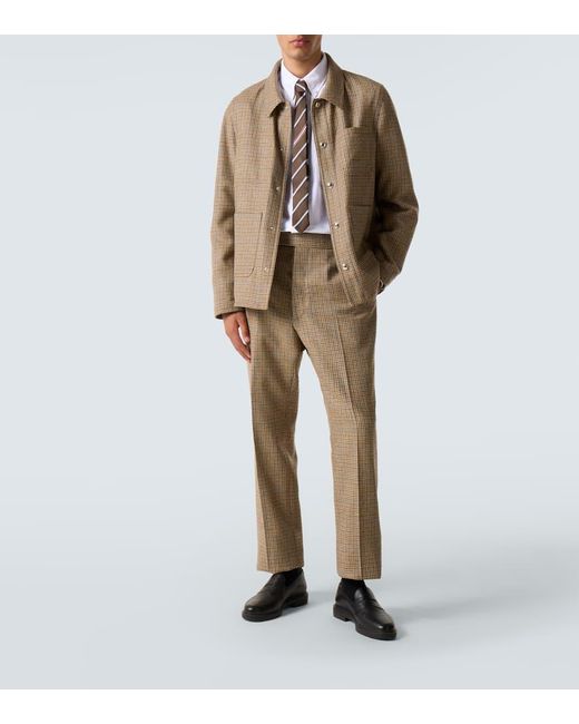 Thom Browne Natural Houndstooth Wool Straight Pants for men
