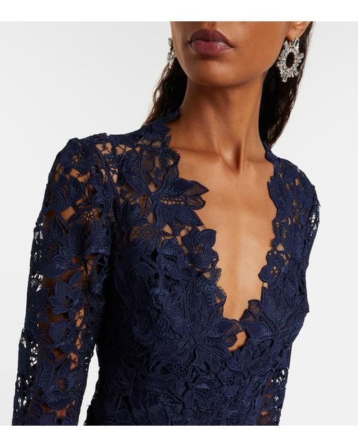Monique Lhuillier Blue Lace Gown