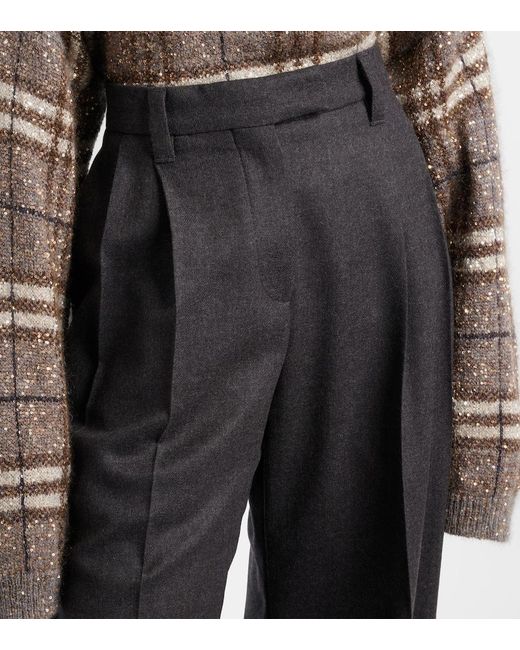 Brunello Cucinelli Blue Virgin Wool Wide-Leg Pants