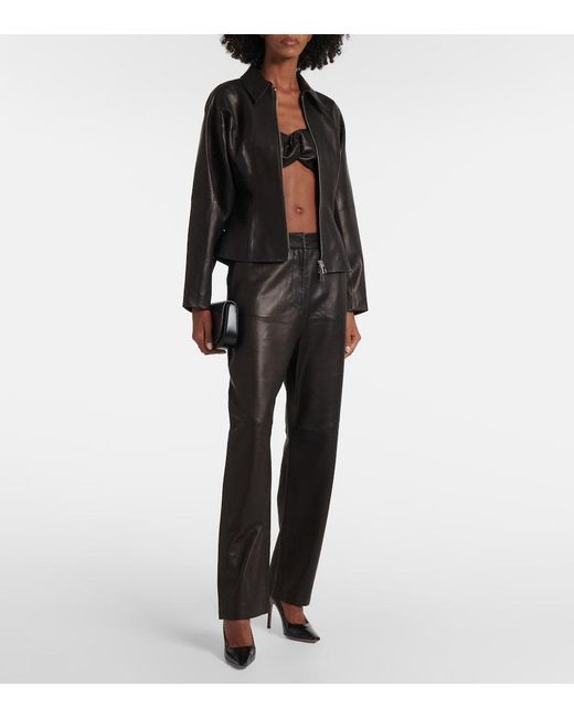 The Sei Black Leather Bra Top