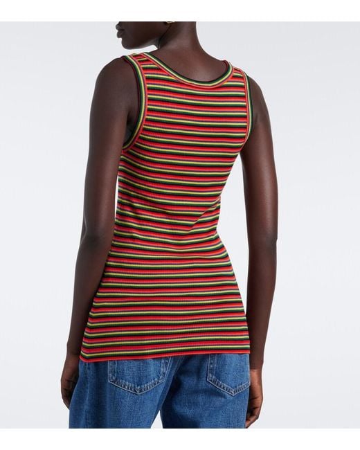 Dolce & Gabbana Red Knitted Striped Cotton Tank Top