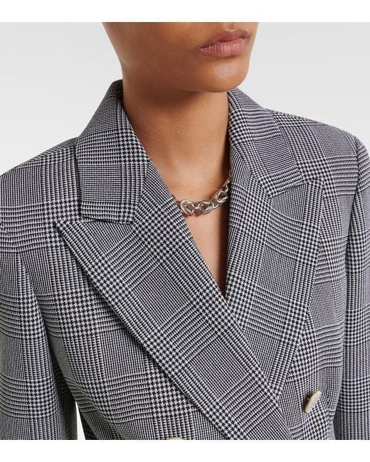 Max Mara Gray Prince Of Wales Check Virgin Wool Blazer