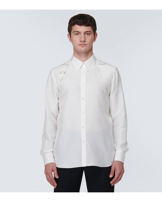 Alexander McQueen White Oversized Silk Shirt for men