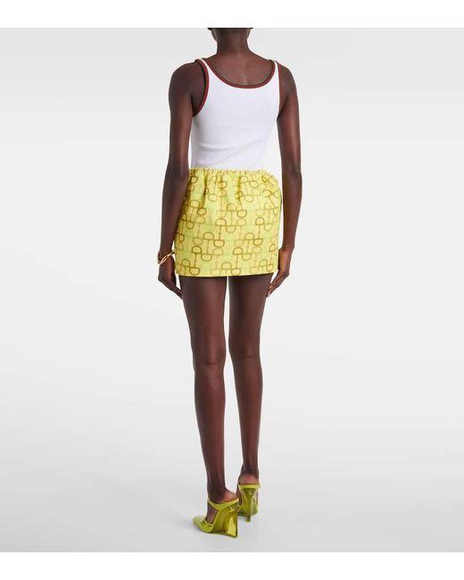 Minifalda De Algodon Estampada Gucci de color Yellow