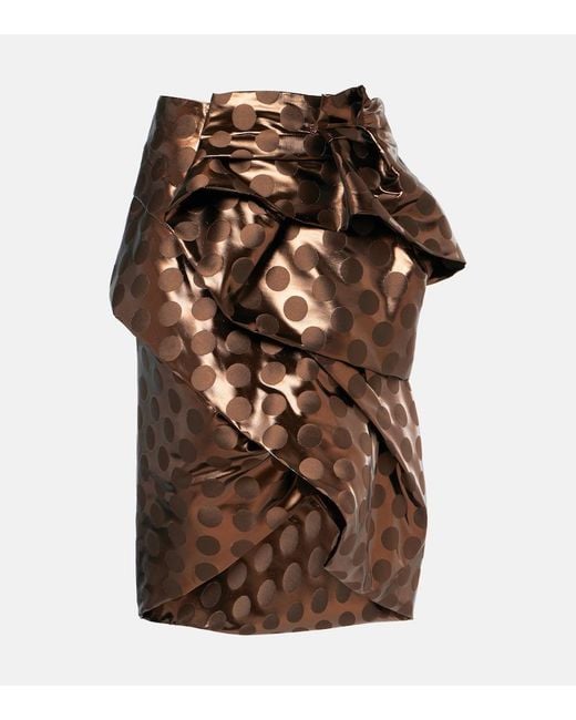Dries Van Noten Brown Lame Midi Skirt