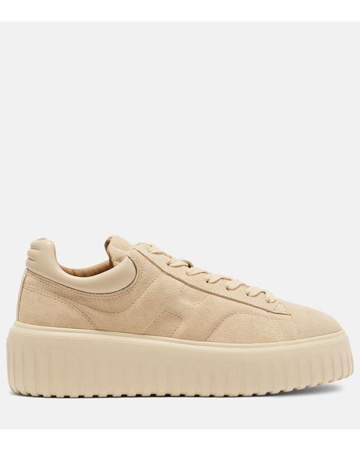 Hogan Natural H-Stripes Suede Platform Sneakers