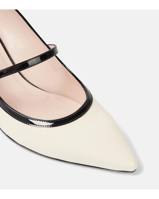 Roger Vivier White Virgule 55 Patent Leather Mary Jane Pumps
