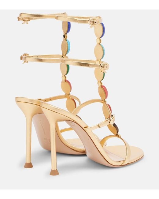 Gianvito Rossi Metallic Shanti Embellished Leather Sandals