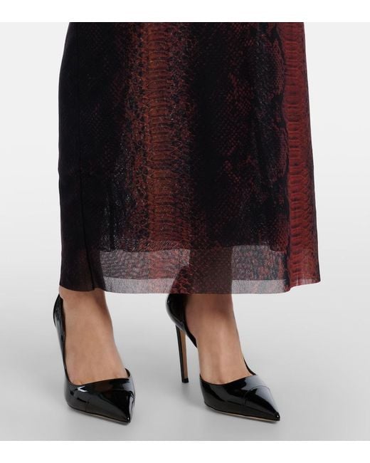 Jean Paul Gaultier Red Snake-Effect Halterneck Gown