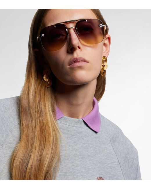 Versace Purple Medusa Light Aviator Sunglasses