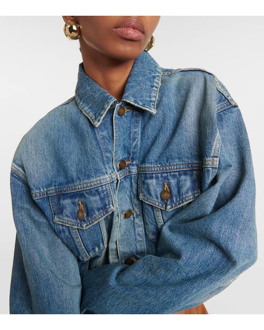 Giacca di jeans cropped 80's di Saint Laurent in Blue