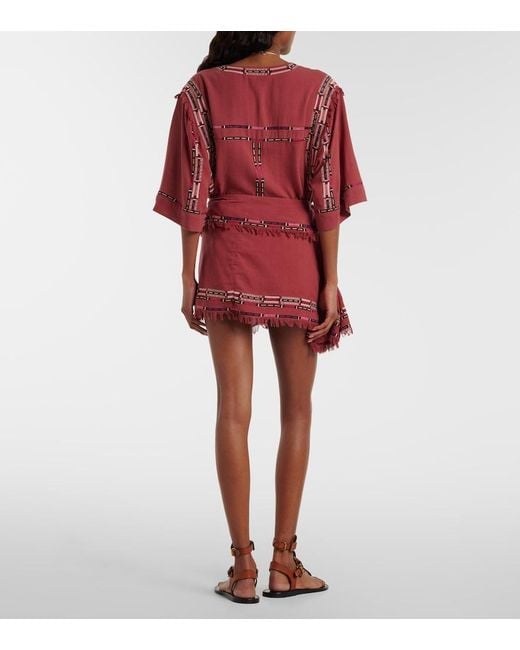 Isabel Marant Feriel Embroidered Silk Wrap Skirt