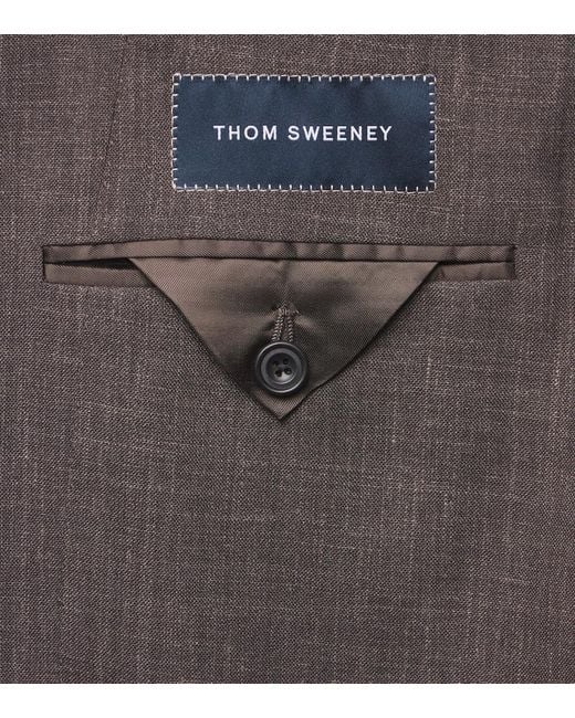 Thom Sweeney Black Wool, Silk, And Linen Suit for men