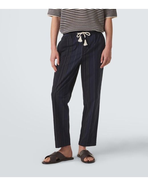 Orlebar Brown Blue Sonoran Striped Cotton Straight Pants for men