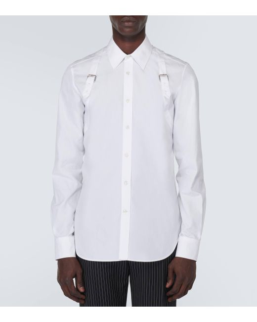 Alexander McQueen White Harness Cotton Poplin Shirt for men