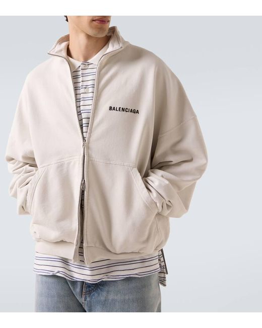 Balenciaga Natural Logo Cotton Jersey Track Jacket for men