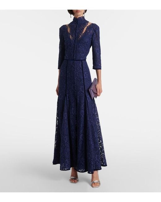 Costarellos Blue Lace Gown